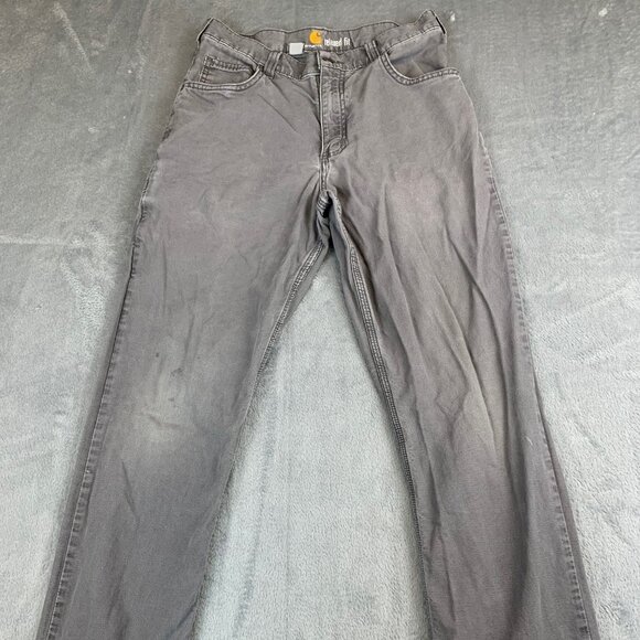 Carhartt Rugged Flex Rigby Dungaree Pants Gray 30x34 Relaxed Fit Carpenter - Picture 1 of 14